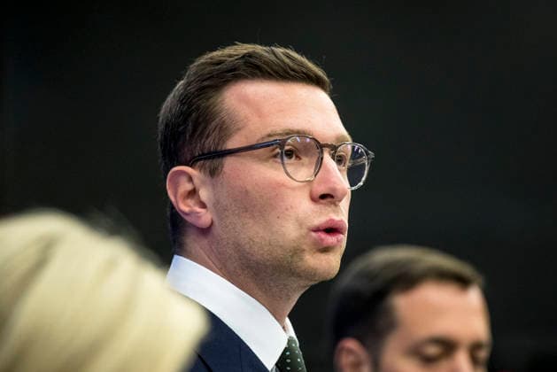 May 19, 2026: Jordan Bardella, President of the Patriots for Europe group, attends a briefing at the European Parliament in Strasbourg, France, 19.05.2026 - ZUMAw80_ 20260519_faf_w80_002 Copyright: xWiktorxDabkowskix