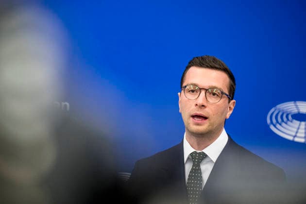 May 19, 2026: Jordan Bardella, President of the Patriots for Europe group, attends a briefing at the European Parliament in Strasbourg, France, 19.05.2026 - ZUMAw80_ 20260519_faf_w80_003 Copyright: xWiktorxDabkowskix