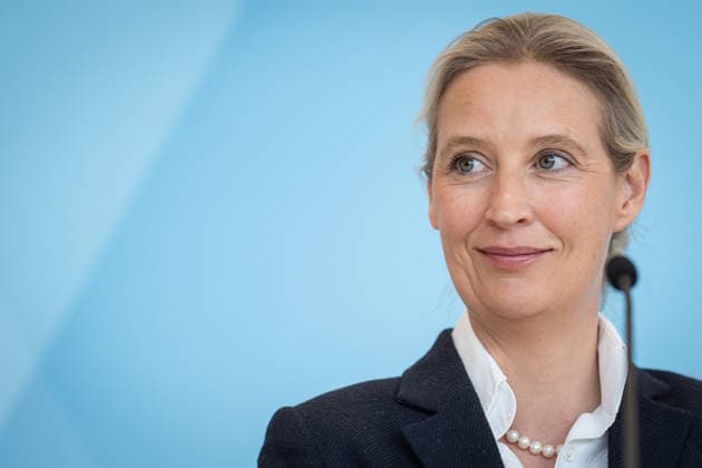Partei- und Fraktionsvorsitzende Alice Weidel während des Pressestatements auf der Fraktionsebene des Deutschen Bundestags;Pressestatement der AfD-Partei- und Fraktionsvorsitzenden im Deutschen Bundestag zu Beginn der Sitzungswoche, Berlin Berlin Deutschland Bundestag