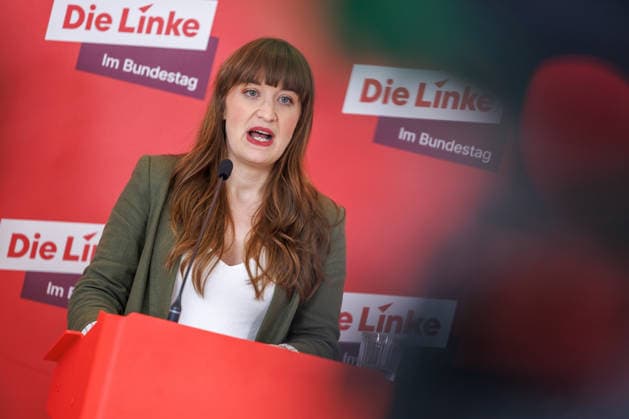 Statement Die Linke Heidi Reichinnek (Die Linke) bei einem Statement am 19.05.26 in Berlin. Berlin Berlin Deutschland Reichstag