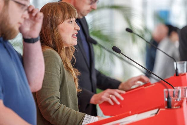 Statement Die Linke Heidi Reichinnek (Die Linke) bei einem Statement am 19.05.26 in Berlin. Berlin Berlin Deutschland Reichstag
