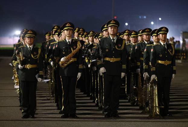 China Russia 9168932 19.05.2026 Chinese guards of honour stand in formation before the arrival of Russian President Vladimir Putin at Beijing Capital International Airport, China. Putin will pay an official visit to China on May 19-20 at the invitation of Chinese President Xi Jinping. Vladimir Smirnov Sputnik Beijing China  Copyright: xVladimirxSmirnovx