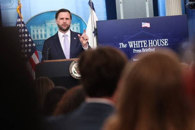 DC: White House Press Briefing with Vice President JD Vance U.S. Vice President JD Vance holds a press briefing in the James S. Brady Press Briefing Room at the White House on May 19, 2026 in Washington, D.C. (Photo by Samuel Corum Pool ABACAPRESS.COM) Washington, DC United States  Copyright: xPool ABACAx