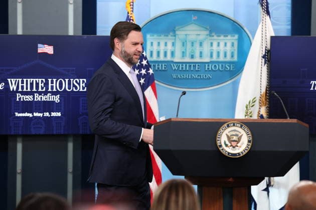 DC: White House Press Briefing with Vice President JD Vance U.S. Vice President JD Vance holds a press briefing in the James S. Brady Press Briefing Room at the White House on May 19, 2026 in Washington, D.C. (Photo by Samuel Corum Pool ABACAPRESS.COM) Washington, DC United States  Copyright: xPool ABACAx