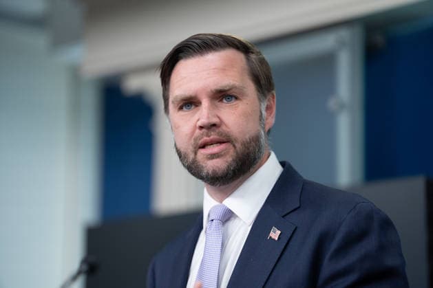 Vice President JD Vance gives remarks during a press conference in the James Brady Press Briefing Room of the White House in Washington, DC on Tuesday, May 19, 2026. Vance defended the creation of a $1.8 billion Department of Justice fund that would compensate certain individuals who were investigated and prosecuted by the Biden Administration.  WAP20260519611 AARONxSCHWARTZ