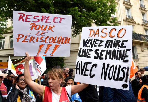 RECORD DATE NOT STATED Periscolaire Strike Against Sexual Violence - Paris Demonstrators take part in a strike of periscolaire workers in Paris, France on May 19, 2026, as an investigation into sexual violence in the Parisian periscolaire system targets 84 kindergartens, around twenty schools and around ten creches. Photo by Alain Apaydin ABACAPRESS.COM Paris France  Copyright: xApaydinxAlain ABACAx