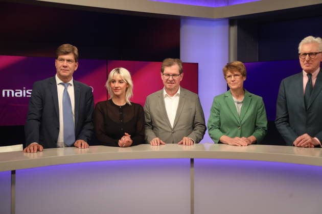 Christoph Schwennicke, Victoria Reichelt, Ralf Stegner, Veronika Grimm und Theo Koll in der ARD-Talkshow maischberger im Studio Berlin Adlershof. Berlin, 19.05.2026 Copyright: xAgenturxMatthiasxWehnertx xM.xGränzdörferx