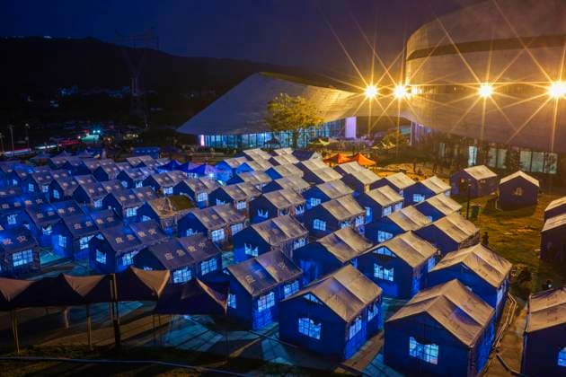 LIUZHOU, CHINA - MAY 19: Tents are set up for quake-affected residents at a resettlement site after a 5.2-magnitude earthquake on May 19, 2026 in Liunan District, Liuzhou City, Guangxi Zhuang Autonomous Region of China. Another 5.2-magnitude earthquake jolted Liunan district, Liuzhou city in South China s Guangxi Zhuang Autonomous Region at 9:44 pm on May 18. This was the second 5.2 magnitude earthquake to hit Liuzhou within one day. Emergency, fire, and police authorities rushed to the scene immediately after the quake to carry out rescue operations.  Copyright: xVCGx 111642759974