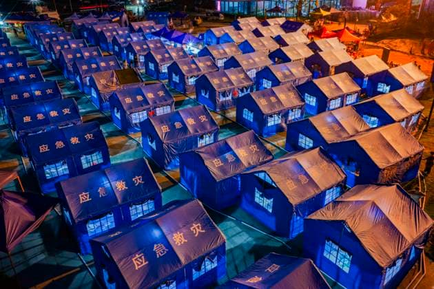 LIUZHOU, CHINA - MAY 19: Tents are set up for quake-affected residents at a resettlement site after a 5.2-magnitude earthquake on May 19, 2026 in Liunan District, Liuzhou City, Guangxi Zhuang Autonomous Region of China. Another 5.2-magnitude earthquake jolted Liunan district, Liuzhou city in South China s Guangxi Zhuang Autonomous Region at 9:44 pm on May 18. This was the second 5.2 magnitude earthquake to hit Liuzhou within one day. Emergency, fire, and police authorities rushed to the scene immediately after the quake to carry out rescue operations.  Copyright: xVCGx 111642759976