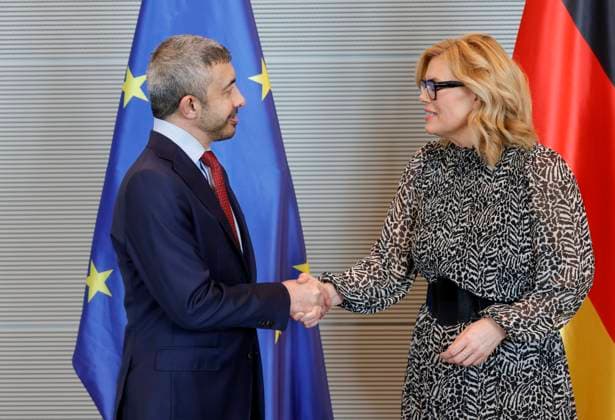 Außenminister der Vereinigten Arabischen Emirate, Scheich Abdullah bin Zayed Al Nahyan,Bundestagspräsidentin Julia Klöckner, Deutschland, Berlin, Reichstag, Bundestagspräsidentin Julia Klöckner empfängt den Außenminister der Vereinigten Arabischen Emirate, Scheich Abdullah bin Zayed Al Nahyan, zu einem Gespräch.