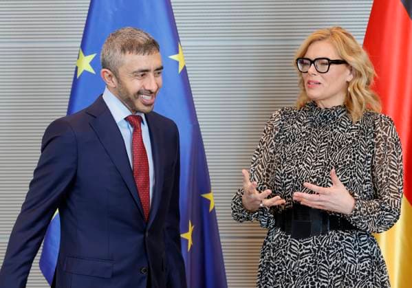 Außenminister der Vereinigten Arabischen Emirate, Scheich Abdullah bin Zayed Al Nahyan,Bundestagspräsidentin Julia Klöckner, Deutschland, Berlin, Reichstag, Bundestagspräsidentin Julia Klöckner empfängt den Außenminister der Vereinigten Arabischen Emirate, Scheich Abdullah bin Zayed Al Nahyan, zu einem Gespräch.