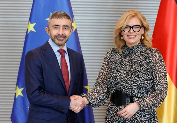 Außenminister der Vereinigten Arabischen Emirate, Scheich Abdullah bin Zayed Al Nahyan,Bundestagspräsidentin Julia Klöckner, Deutschland, Berlin, Reichstag, Bundestagspräsidentin Julia Klöckner empfängt den Außenminister der Vereinigten Arabischen Emirate, Scheich Abdullah bin Zayed Al Nahyan, zu einem Gespräch.