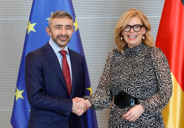 Außenminister der Vereinigten Arabischen Emirate, Scheich Abdullah bin Zayed Al Nahyan,Bundestagspräsidentin Julia Klöckner, Deutschland, Berlin, Reichstag, Bundestagspräsidentin Julia Klöckner empfängt den Außenminister der Vereinigten Arabischen Emirate, Scheich Abdullah bin Zayed Al Nahyan, zu einem Gespräch.