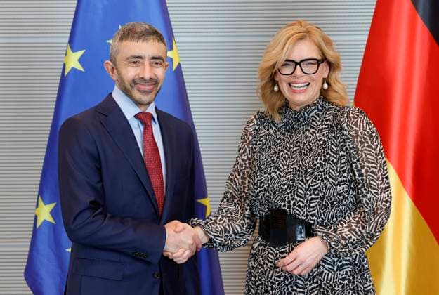 Außenminister der Vereinigten Arabischen Emirate, Scheich Abdullah bin Zayed Al Nahyan,Bundestagspräsidentin Julia Klöckner, Deutschland, Berlin, Reichstag, Bundestagspräsidentin Julia Klöckner empfängt den Außenminister der Vereinigten Arabischen Emirate, Scheich Abdullah bin Zayed Al Nahyan, zu einem Gespräch.