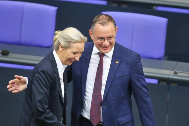Berlin, Deutschland, 21.05.2026: Deutscher Bundestag: 80. Bundestagssitzung: Alice Weidel und Tino Chrupalla, beide AfD Copyright: xdtsxNachrichtenagenturx dts_119698