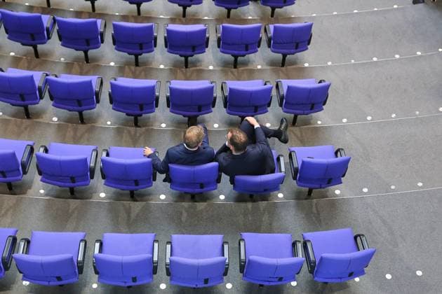 News Bilder des Tages Berlin, Deutschland, 21.05.2026: Deutscher Bundestag: 80. Bundestagssitzung: Bundesminister des Auswärtigen Johann Wadephul (CDU) und Jens Spahn (CDU) Copyright: xdtsxNachrichtenagenturx dts_119724