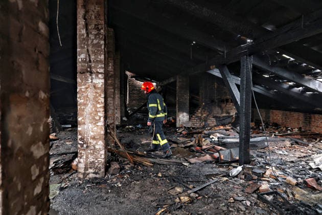 RECORD DATE NOT STATED Russian Drone Attack on Odesa Leaves People Injured A firefighter works to eliminate the aftermath of a Russian drone attack in Odesa, Ukraine, on May 18, 2026. As a result of a massive overnight attack by Russian strike drones, several residential buildings in the Prymorskyi and Kyivskyi districts sustained significant damage. Roofs of three-storey buildings were destroyed, while a one-storey house was ruined in another area. Buildings of a city lyceum and a kindergarten were also damaged. Two people, an 11-year-old boy and a 59-year-old man, were injured Photo by Nina Liashonok Ukrinform ABACAPRESS.COM Odesa Ukraine  Copyright: xLyashonokxNina Ukrinform ABACAx
