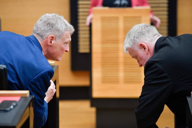 Es fand die Plenarsitzung im Saarbrücker Landtag am Mittwoch (20.05.2026) statt. Im Bild v.l.: Stephan Toscani, MdL (CDU) und Ulrich Commercon, MdL (SPD)