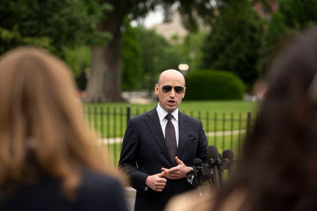 The White House WASHINGTON, DC - MAY 21: Stephen Miller, deputy White House chief of staff for policy, speaks to members of the media on May 21, 2026 at the White House in Washington, D.C. (Photo by Al Drago for The Washington Post) Washington DC United States  Copyright: xPool ABACAx