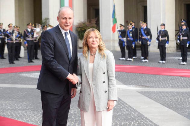 IPA84968341 - Rome Palazzo Chigi The Prime Minister receives the Prime Minister of Ireland in the photo Giorgia Meloni Micheal Martin.  Copyright: xSTEFANOxCAROFEIx xSTEFANOxCAROFEIx xFOTOGRAMMAx 84968341