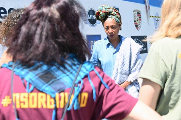 May 22, 2026, Campi Bisenzio, Italia, Italy: Antonella Bundu, former crew member of the Global Sumud Flotilla, at the press conference denouncing the crews, at the former GKN facility. Campi Bisenzio, May 22, 2026