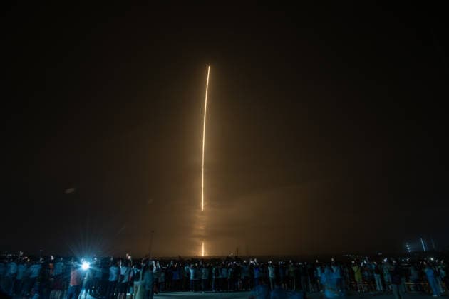 WENCHANG, CHINA - MAY 27: A Long March-7A carrier rocket carrying satellite blasts off from Wenchang Spacecraft Launch Site on May 27, 2026 in Wenchang, Hainan Province of China. Launched at 00:16 (Beijing Time) aboard a Long March-7A carrier rocket, the satellite has successfully entered its planned orbit. The launch marks the 645th mission of the Long March series carrier rockets.  Copyright: xChinaxNewsxServicex 111644284403