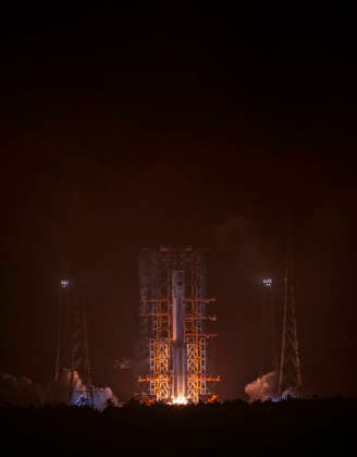 WENCHANG, CHINA - MAY 27: A Long March-7A carrier rocket carrying satellite blasts off from Wenchang Spacecraft Launch Site on May 27, 2026 in Wenchang, Hainan Province of China. Launched at 00:16 (Beijing Time) aboard a Long March-7A carrier rocket, the satellite has successfully entered its planned orbit. The launch marks the 645th mission of the Long March series carrier rockets.  Copyright: xVCGx 111644277231