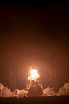 WENCHANG, CHINA - MAY 27: A Long March-7A carrier rocket carrying satellite blasts off from Wenchang Spacecraft Launch Site on May 27, 2026 in Wenchang, Hainan Province of China. Launched at 00:16 (Beijing Time) aboard a Long March-7A carrier rocket, the satellite has successfully entered its planned orbit. The launch marks the 645th mission of the Long March series carrier rockets.  Copyright: xVCGx 111644277226