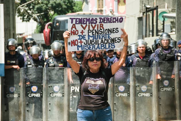 Retirees protest in Caracas on Senior Citizens’ Day over living conditions CARACAS, VENEZUELA - MAY 29: Retirees and pensioners gather at the corner of Salas Street on Senior Citizens’ Day to protest and demand improved living conditions, including a fair increase in pensions and access to essential social benefits, in Caracas, Venezuela, on May 29, 2026. Representatives from various sectors, including education, health, and universities, submit formal complaints and documents calling for dignified pensions, improved healthcare, and recovery of purchasing power. Diko Betancourt Anadolu Caracas Venezuela. Editorial use only. Please get in touch for any other usage.  Copyright: x2026xAnadoluxDikoxBetancourtx