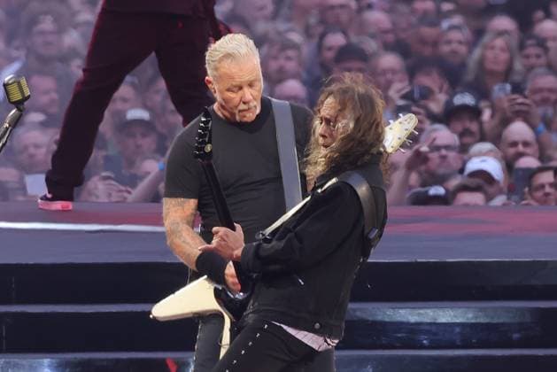 30.05.2026, Metallica im Konzert live im Olympiastadion, Berlin, Sänger und Gitarrist James Hetfield, Kirk Hammet, Lars Ulrich, Robert Trujilo, Berlin