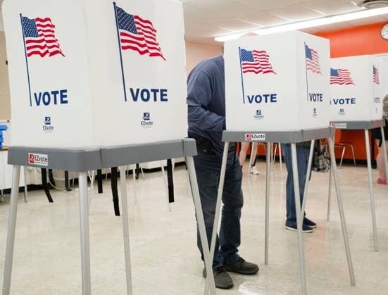 June 2, 2026, Sioux City, Iowa, USA: Voters make their ballot selection in Sioux City, Iowa at the East High School precinct during a primary election for their candidate choice, either Republican and Democrat, to represent them in the upcoming mid-term election for the offices of governor and congressional districts. Sioux City USA - ZUMAm41_ 20260602_zaf_m41_007 Copyright: xJerryxMennengax
