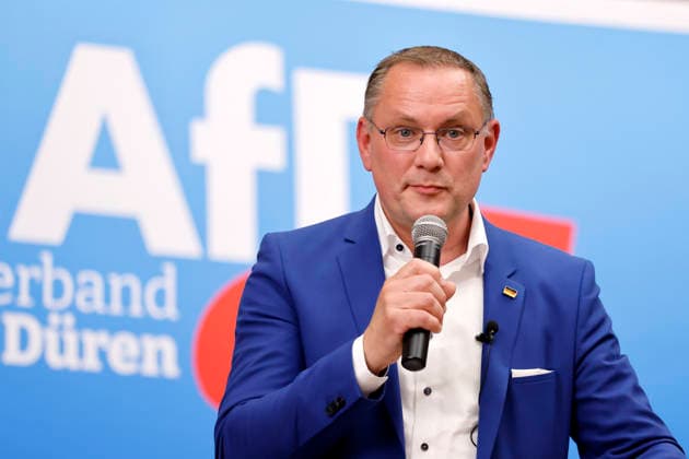 Politiker Tino Chrupalla (AfD) auf der Großveranstaltung Zukunft NRW- Zukunft AFD! des AFD-Kreisverband Düren auf Schloss Burgau. Düren, 03.06.2026 NRW Deutschland Copyright: xChristophxHardtx
