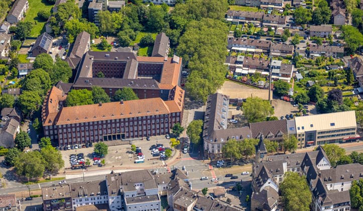 Luftbild, Amtsgericht und Justizvollzugsanstalt JVA Hamborn, Alt-Hamborn, Duisburg, Ruhrgebiet, Nordrhein-Westfalen, Deutschland !ACHTUNGxMINDESTHONORARx60xEURO!