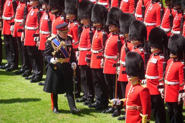 . 09 06 2026. London, United Kingdom. King Charles III and Queen Camilla present new Colours to the 1st Battalion Grenadier Guards at Buckingham Palace in London.  xPoolx xi-Imagesx IIM-26818-0031