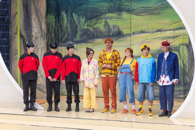 Julia Leinweber,Sönke Schnitzer, Leonie Mann, Paul Hölters und Istvan Kobjela bei der Fotoprobe zum Bühnenstück Spuk von draußen Karaseks Schatz anlässlich des 30. Bautzener Theatersommer im Hof der Ortenburg. Bautzen, 09.06.2026 Copyright: xMatthiasxWehnertx