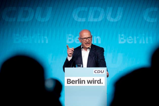 Kai Wegner, Spitzenkandidat CDU Berlin DEU, Deutschland, Germany, Berlin, 09.06.2026 Rede von Kai Wegner , Landesvorsitzender der Berliner CDU und Regierender Buergermeister von Berlin auf dem Parteitag der Berliner CDU unter dem Motto Berlin Wird mit der Wahl zum Spitzenkandidaten fuer die Abgeordnetenhauswahl am 20. September 2026 in Berlin Deutschland en: Speech by Kai Wegner , State Chairman of the Berlin CDU and Governing Mayor of Berlin , at the Berlin CDU party conference held under the motto Berlin Wird Berlin Is Becoming following his selection as the lead candidate for the 2026 Berlin House of Representatives election on September 20, 2026 in Berlin Germany .