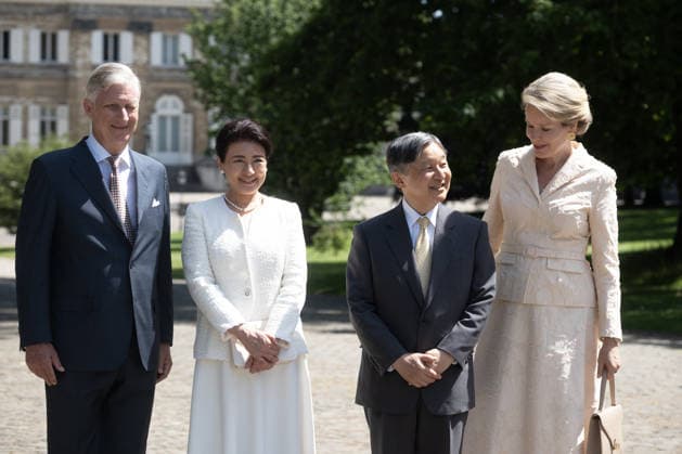 Japanese Emperor Naruhito and Empress Masako in Belgium BRUSSELS, BELGIUM - JUNE 22: Belgian King Philippe (L), Japanese Empress Masako (2nd L), Japanese Emperor Naruhito (2nd R), and Belgian Queen Mathilde (R) stand together and smile during an official welcoming ceremony at the Laeken Royal Castle in Brussels, Belgium on June 22, 2026. The Belgian royal couple hosted the Japanese emperor and empress as part of their official visit to the country. Thierry Monasse Anadolu Brussels Belgium. Editorial use only. Please get in touch for any other usage.  Copyright: x2026xAnadoluxThierryxMonassex