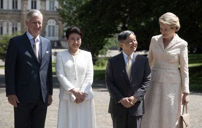 Japanese Emperor Naruhito and Empress Masako in Belgium BRUSSELS, BELGIUM - JUNE 22: Japanese Emperor Naruhito and Japanese Empress Masako are welcomed by Belgian King Philippe and Queen Mathilde during an official welcoming ceremony at the Laeken Royal Castle in Brussels, Belgium on June 22, 2026. The Belgian royal couple hosted the Japanese emperor and empress as part of their official visit to the country. Thierry Monasse Anadolu Brussels Belgium. Editorial use only. Please get in touch for any other usage.  Copyright: x2026xAnadoluxThierryxMonassex