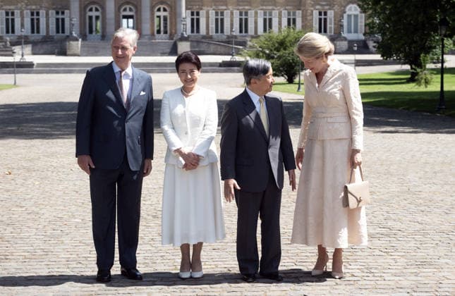Japanese Emperor Naruhito and Empress Masako in Belgium BRUSSELS, BELGIUM - JUNE 22: Japanese Emperor Naruhito and Japanese Empress Masako are welcomed by Belgian King Philippe and Queen Mathilde during an official welcoming ceremony at the Laeken Royal Castle in Brussels, Belgium on June 22, 2026. The Belgian royal couple hosted the Japanese emperor and empress as part of their official visit to the country. Thierry Monasse Anadolu Brussels Belgium. Editorial use only. Please get in touch for any other usage.  Copyright: x2026xAnadoluxThierryxMonassex