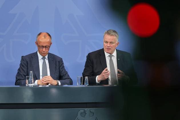 Berlin, Deutschland, 25.06.2026: Bundeskanzleramt: Ministerpräsidentenkonferenz: Pressekonferenz mit Bundeskanzler Friedrich Merz (CDU) und Gordon Schnieder (CDU), Ministerpräsident von Rheinland-Pfalz Copyright: xdtsxNachrichtenagenturx dts_125175