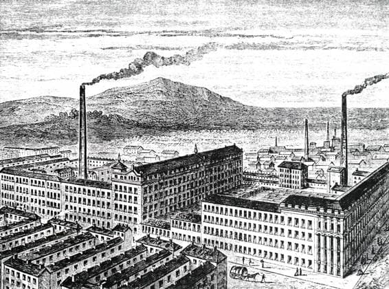 RECORD DATE NOT STATED An engraving depicting the York Street Flax Mill, Belfast An engraving depicting the York Street Flax Mill, Belfast. Founded by Mulholland in 1830 when the population of Belfast was approximately 50,000: by 1866 the population was 150,000. Dated 19th century Editorial use only. All other uses to be cleared with the copyright owner (World History Archive), in advance., WHA_136_0702.jpg, York Street Flax Mill; Belfast; Mulholland; 1830; population; 50,000; 1866; 150,000; engraving; 19th century; industrial revolution; textile industry; historical building; architecture; Northern Ireland; urban development; industrialization; cityscape; urban growth; historical landmark; industrial heritage; Irish history; manufacturing; Copyright: xx