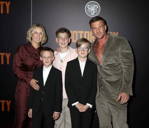 July 13, 2026, New York, New York, USA: CATHERINE RITCHSON, three sons, and actor ALAN RITCHSON seen during the red carpet arrivals for the New York Special Screening of Motor City held at MoMA. New York USA  - ZUMAk03_ 20260713_zaf_k03_028 Copyright: xNancyxKaszermanx