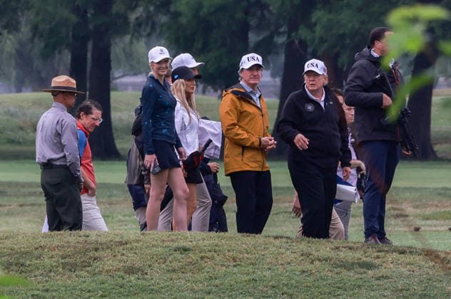 Trump DC Golf Course and Triumphal Arch Location Tour United States Secretary of the Interior and Chair, National Energy Council and White House Energy Czar Doug Burgum, center left, and US President Donald J Trump at East Potomac Golf Links in Washington, DC, US, on Sunday, June 28, 2026. Trump has taken a number of steps to reshape the nation’s capital in his second term, including demolishing the White House East Wing to make way for a new ballroom, planning for the construction of a new triumphal arch, pledging to renovate the John F. Kennedy Center for the Performing Arts, and terminating a contract to run a trio of public golf courses in Washington. Natalie Harp, Executive Assistant to the President joins the tour at third left. Cred Copyright: xx FTP_TLC_3268_1-6363661 TierneyxLxCrossx-xPoolxviaxCNPx cnpphotos336674
