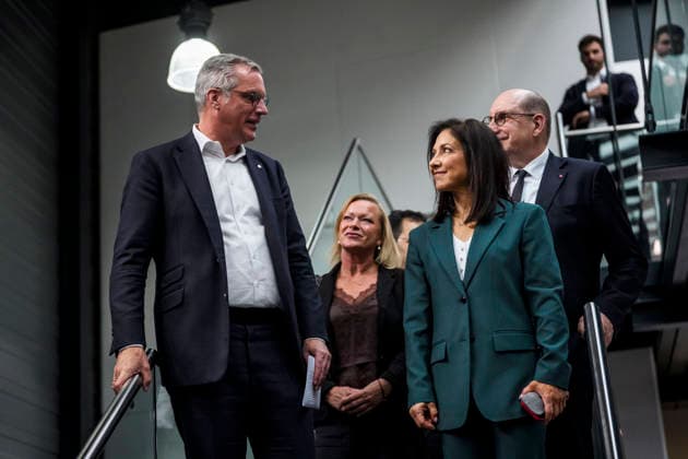 Katherina Reiche (CDU), Bundesministerin fuer Wirtschaft und Energie, besucht die Salzgitter AG, wo die erste mit Wasserstoff betriebene Direkt-Reduktions-Anlage (DRI-Turm) und eine Elektro-Lichtbogenanlage gebaut wird. Salzgitter, 30.07.2026. Fotografiert im Auftrag des Bundesministeriums fuer Wirtschaft und Energie Salzgitter Deutschland Copyright: xDominikxButzmannx