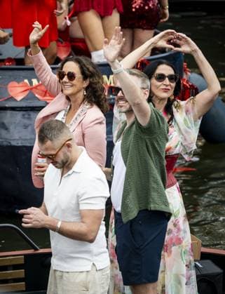 AMSTERDAM - Mayor of Amsterdam Femke Halsema during the Canal Parade. The boat parade is traditionally part of the Pride celebrations in the capital. REMKO DE WAAL ANP netherlands out - belgium out  Copyright: xx x564680928x originalFilename: 564680928.jpg