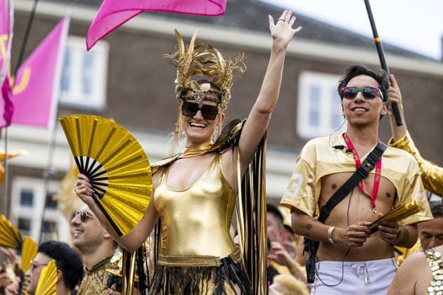 AMSTERDAM - Participants in the Canal Parade. The boat parade is traditionally part of the Pride celebrations in the capital. SEM VAN DER WAL ANP netherlands out - belgium out  Copyright: xx x564681281x originalFilename: 564681281.jpg