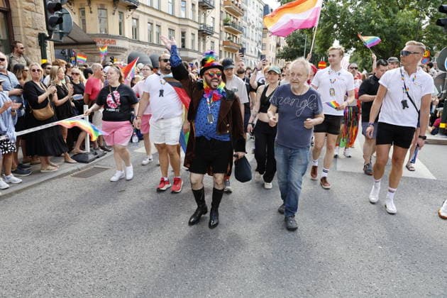 STOCKHOLM, SWEDEN 20260801 Tasso Stafilidis, chair of Stockholm Pride, at the Pride parade, which runs from Norr Mälarstrand to Slussen during this year’s Stockholm Pride STOCKHOLM SWEDEN x11700x  Copyright: xMagnusxGrimstedt TTx STOCKHOLM PRIDE JaKdujEtP-s