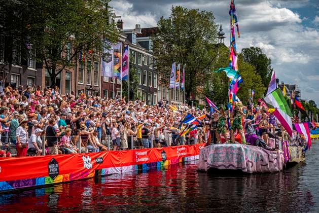 August 1, 2026, Amsterdam, North Holland, Netherlands: Floats pass through WorldPride Stadium during Amsterdam Pride s Canal Parade on August 1, 2026, in Amsterdam, the Netherlands. Hundreds of thousands of spectators joined the 30th edition of the Pride Canal Parade, the highlight of WorldPride Amsterdam 2026. This yearâ€⠢s parade also included the WorldPride Stadium grandstand, with seating for approximately 10,000 people to watch as floats pass. Amsterdam Netherlands - ZUMAp202 20260801_zip_p202_087 Copyright: xJamesxPetermeierx