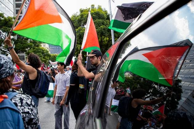 August 1, 2026, Mexico City, Mexico: MEXICO Mexico City, MEXICO Ã¢â‚¬ AUGUST 1, 2026: Demonstrators take part in a pro-Palestinian rally in Mexico City, calling for an end to Israeli military operations in Gaza. Participants also urged the Mexican government to sever diplomatic relations and suspend bilateral agreements with Israel. Mexico City Mexico - ZUMAq101 20260801_zna_q101_272 Copyright: xAddixSetyawanx