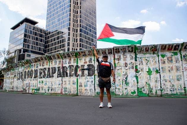 August 1, 2026, Mexico City, Mexico: MEXICO Mexico City, MEXICO Ã¢â‚¬ AUGUST 1, 2026: Demonstrators take part in a pro-Palestinian rally in Mexico City, calling for an end to Israeli military operations in Gaza. Participants also urged the Mexican government to sever diplomatic relations and suspend bilateral agreements with Israel. Mexico City Mexico - ZUMAq101 20260801_zna_q101_273 Copyright: xAddixSetyawanx